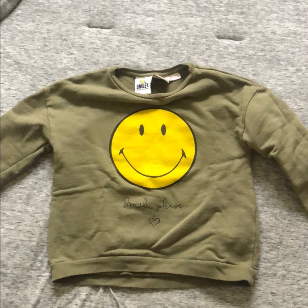 Olive green smiley face sweatshirt